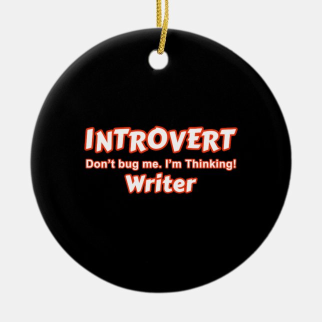 Introvert Writer Ceramic Tree Decoration (Front)