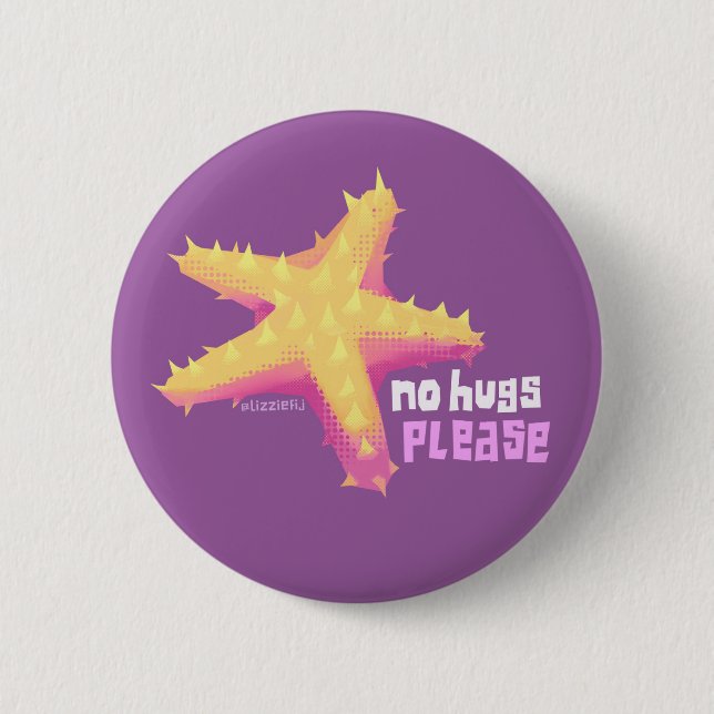 Introvertebrates 'no hugs please' starfish badge (Front)