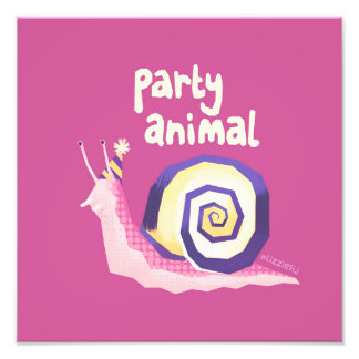 Introvertebrates pink party snail medium art print