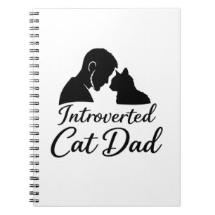 Introverted Cat Dad Vintage Silhouette Minimalist Notebook