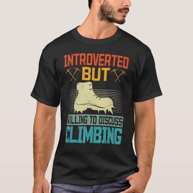 Introverted Climber Vintage Rock Climbing Boulderi T-Shirt (Front)