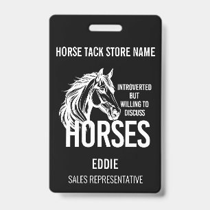 Introverted horses funny tack store sales ID badge