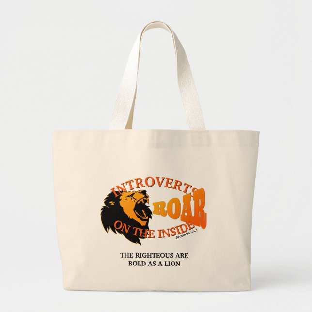 INTROVERTS ROAR ON THE INSIDE Introverted Large Tote Bag (Front)