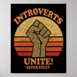 Introverts Unite Separately Funny Vintage Sunset  Poster