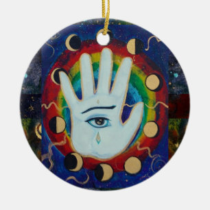 Intuitive Touch Hand Eye Moon Maureen Girard Ceramic Tree Decoration