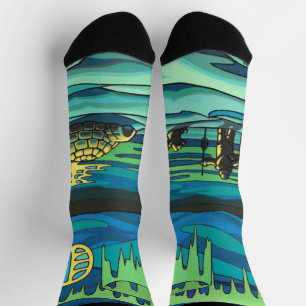 Inuit Love Socks Tribal Aurora Art Socks