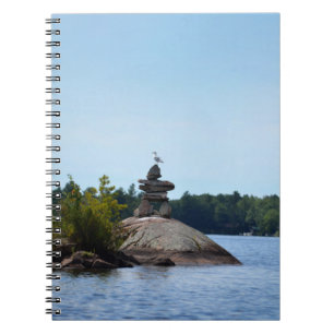 Inukshuk, seagull,  cottage country notebook