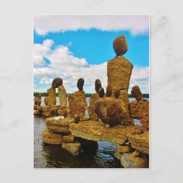 Inukshuk stone river sculptures postcard (Front)
