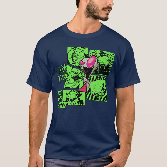 Invader Zim Zim Screaming Doom Comic Panels Collag T-Shirt (Front)