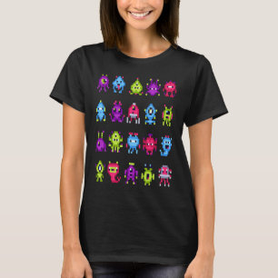 INVADERS  I Love 80s Retro 8 Bit Pixel Space Monst T-Shirt