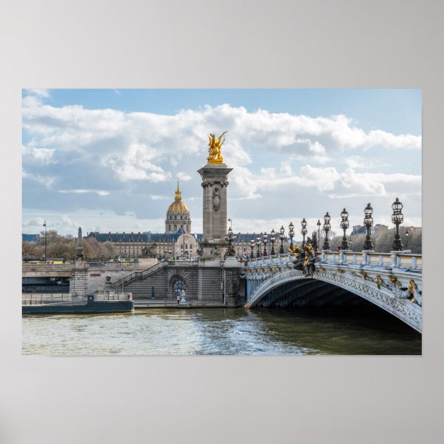 Invalides and Pont Alexandre III bridge - Paris Poster (Front)