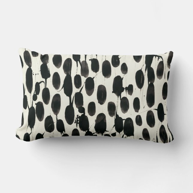 Invariable I | Black Watercolor Lumbar Cushion (Front)
