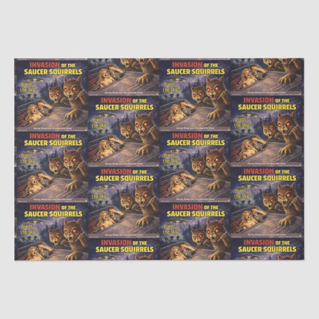 Invasion of the Saucer Squirrels Parody Tissue Paper (Front)