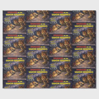 Invasion of the Saucer Squirrels Wrapping Paper