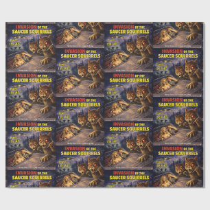 Invasion of the Saucer Squirrels Wrapping Paper