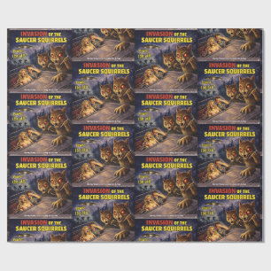 Invasion of the Saucer Squirrels Wrapping Paper