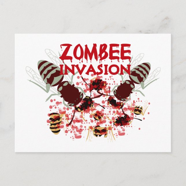 Invasion Of The Zombees Postcard (Front)