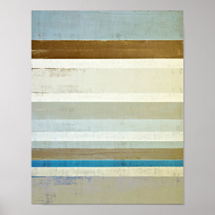 'Invent' Blue and Beige Abstract Art Poster