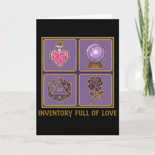 Inventory Full Of Love Cute Gamer Gaming Medieval Card