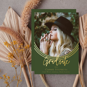 Inverted Arch Trendy Script Graduate Photo Green
