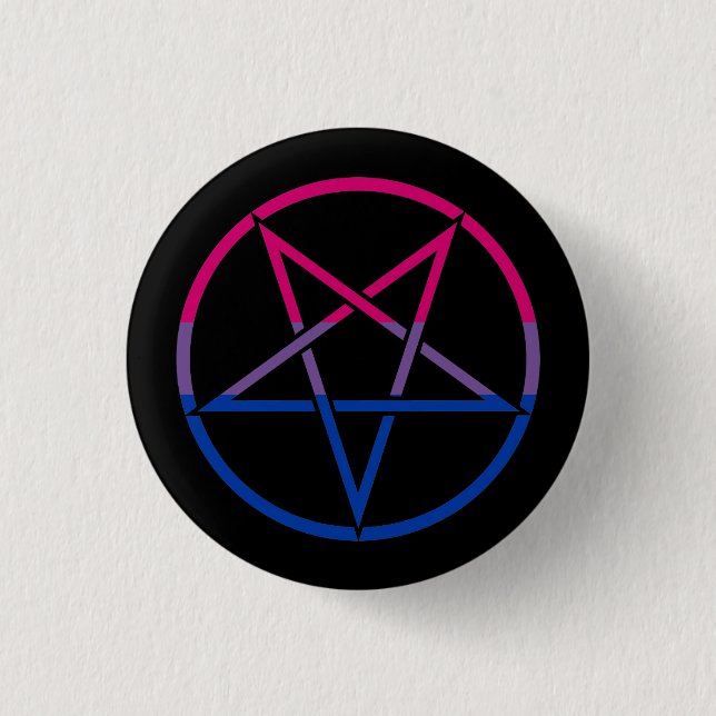 Inverted bisexual flag pentagram 3 cm round badge (Front)