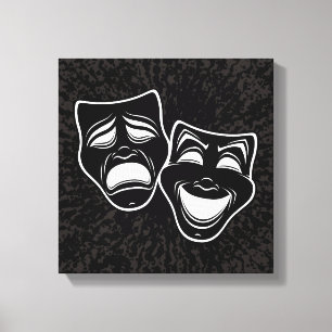 Inverted Black And White Comedy And Tragedy Masks Canvas Print