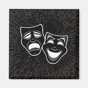 Inverted Black And White Comedy And Tragedy Masks Magnet
