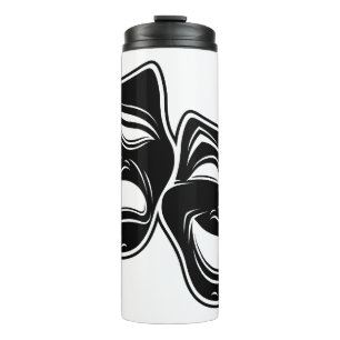 Inverted Black And White Comedy And Tragedy Masks Thermal Tumbler