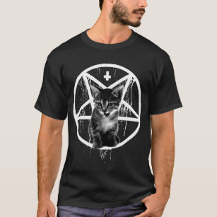 Inverted Cross & Pentagram Cat T-shirt