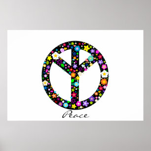 Inverted Floral Peace Symbol Poster