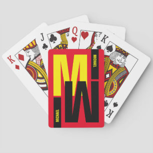 inverted Monogram initial & name Playing Cards