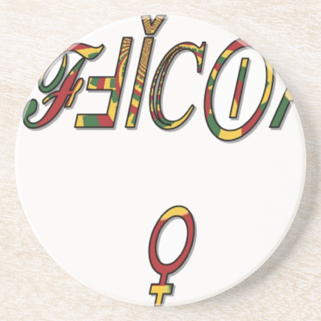 Inverted "OFFICIAL" Female Symbol Art Print Coaster (Front)