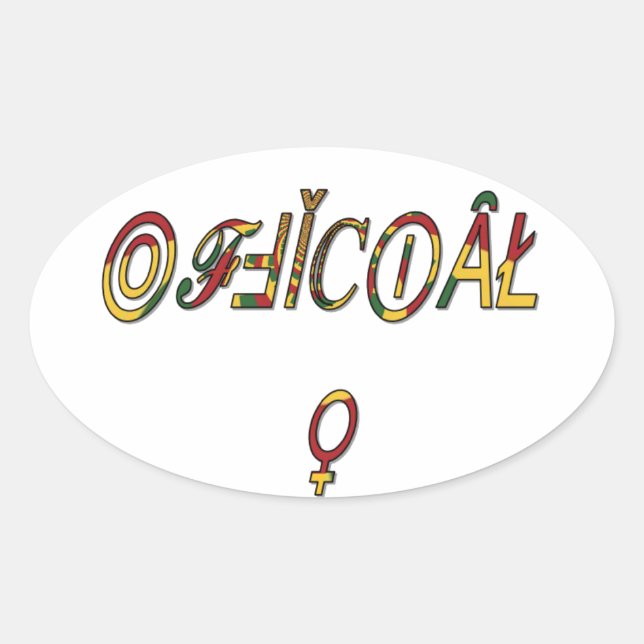 Inverted "OFFICIAL" Female Symbol Art Print Oval Sticker (Front)