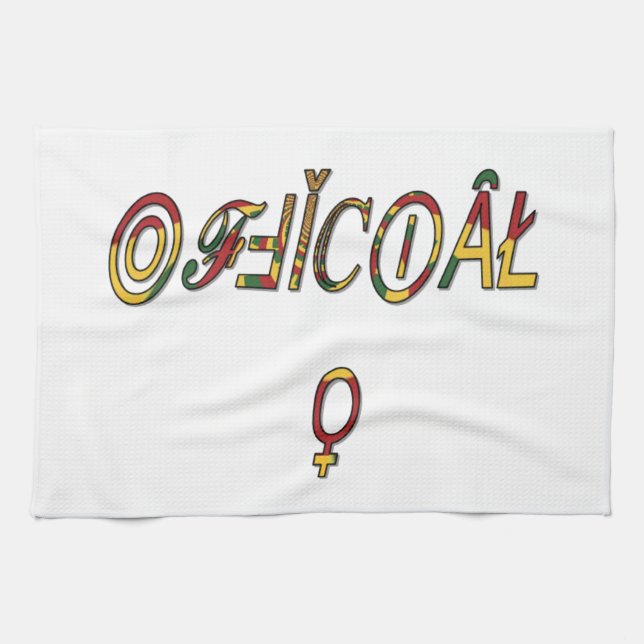 Inverted "OFFICIAL" Female Symbol Art Print Tea Towel (Horizontal)