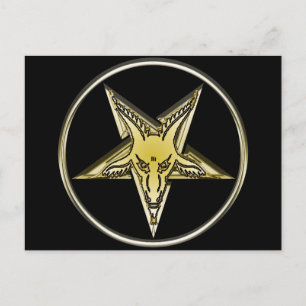 Inverted Pentagram with Golden Goat Head Postcard