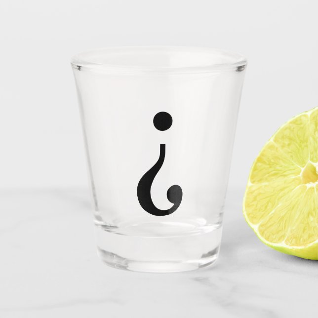 Inverted question mark shot glass (Front)