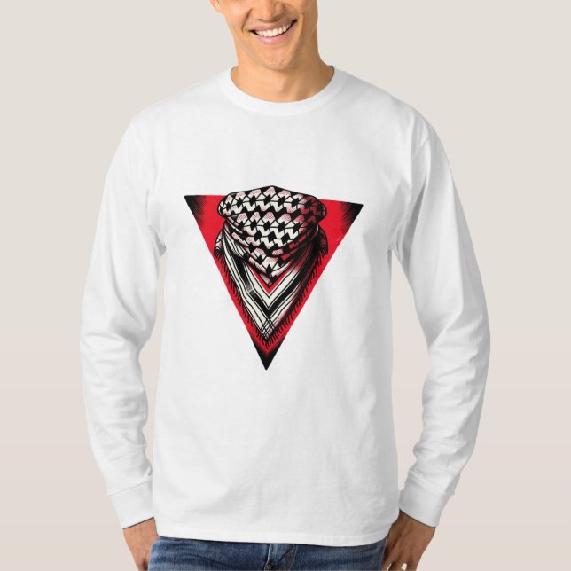 Inverted Red Triangle keffiyeh T-Shirt (Front)
