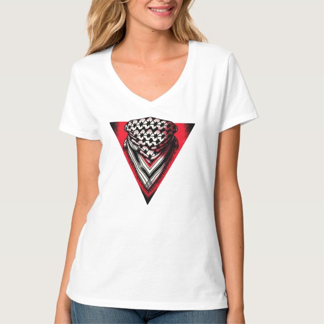 Inverted Red Triangle keffiyeh T-Shirt (Front)