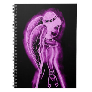 Inverted Sideways Angel in Black and Pink Spiral Notebook