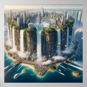 Inverted Waterfall City Poster