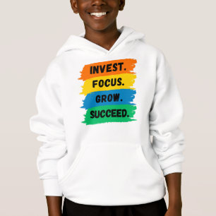 Invest, Focus, Grow, Succeed motivational slogan