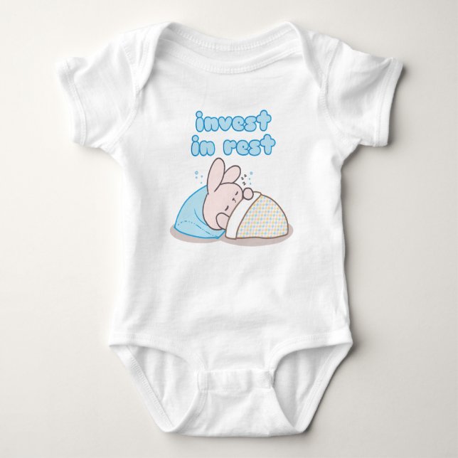 Invest in Rest with Snoozy Bunny Baby Bodysuit (Front)