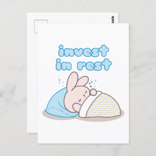 Invest in Rest with Snoozy Bunny Postcard