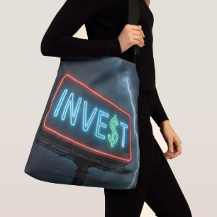 Invest Neon Billboard with Lightning Crossbody Bag
