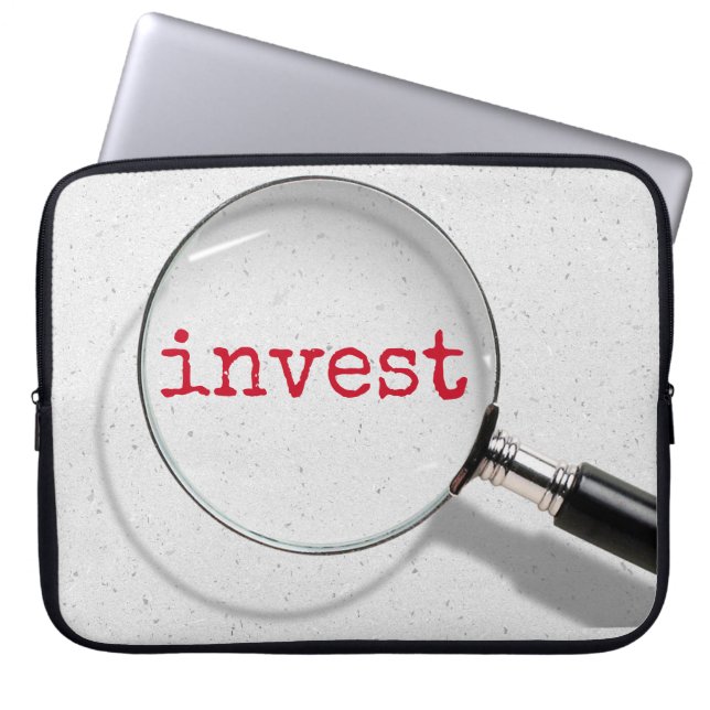 Invest Text Under Magnifying Glass Laptop Sleeve (Front)