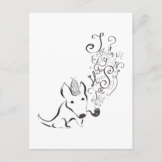 Investigate everything English Bull Terrier art Postcard (Front)