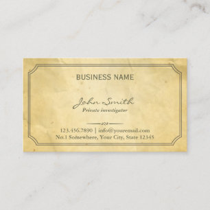 Investigator Vintage Old Paper Texture Business Card