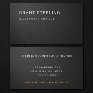Investment Advisor Black Professional  Business Card