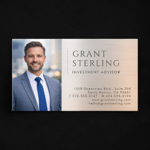 Investment Advisor Photo Metallic Business Card