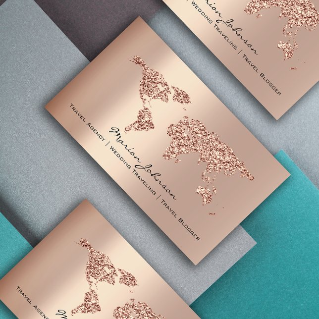 Investments Finance Wedding Travel World Rose Gold Business Card (Investments Finance Wedding Travel World Rose Gold Business Card)